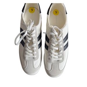 New Steve Madden White Retro Sneakers Size 9 Women's Black Stripe LowTopTrainers